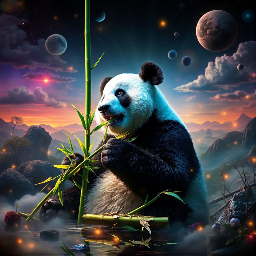 Dream About A panda eating bamboo